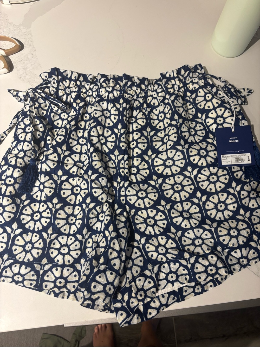 Target x Roller Rabbit Women's Navy and White Printed Elastic-Waist Shorts